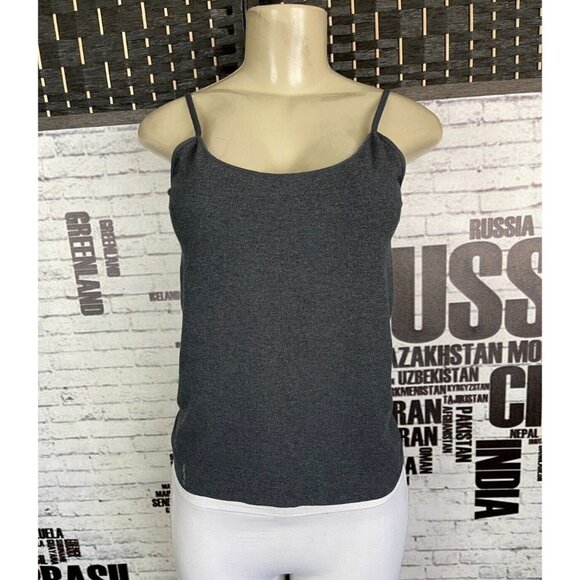 Jockey L Charcoal Heather Scoop Neck Non Adjustable Straps Layering Camisole Top - Picture 1 of 5